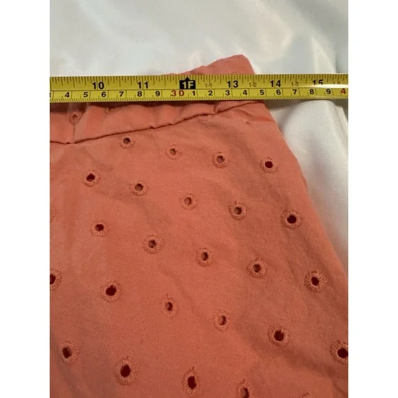 J Crew Skirt Women's 8 Peach Coral Tiered‎ Midi Embroidered Eyelets Cottagecore - Picture 7 of 11